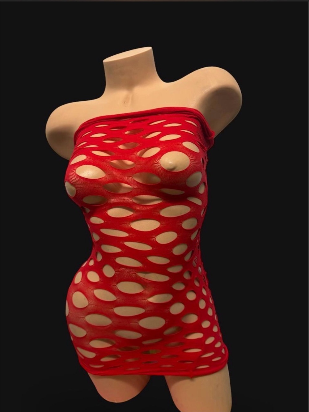 Red Cutout Mesh Mini Dress